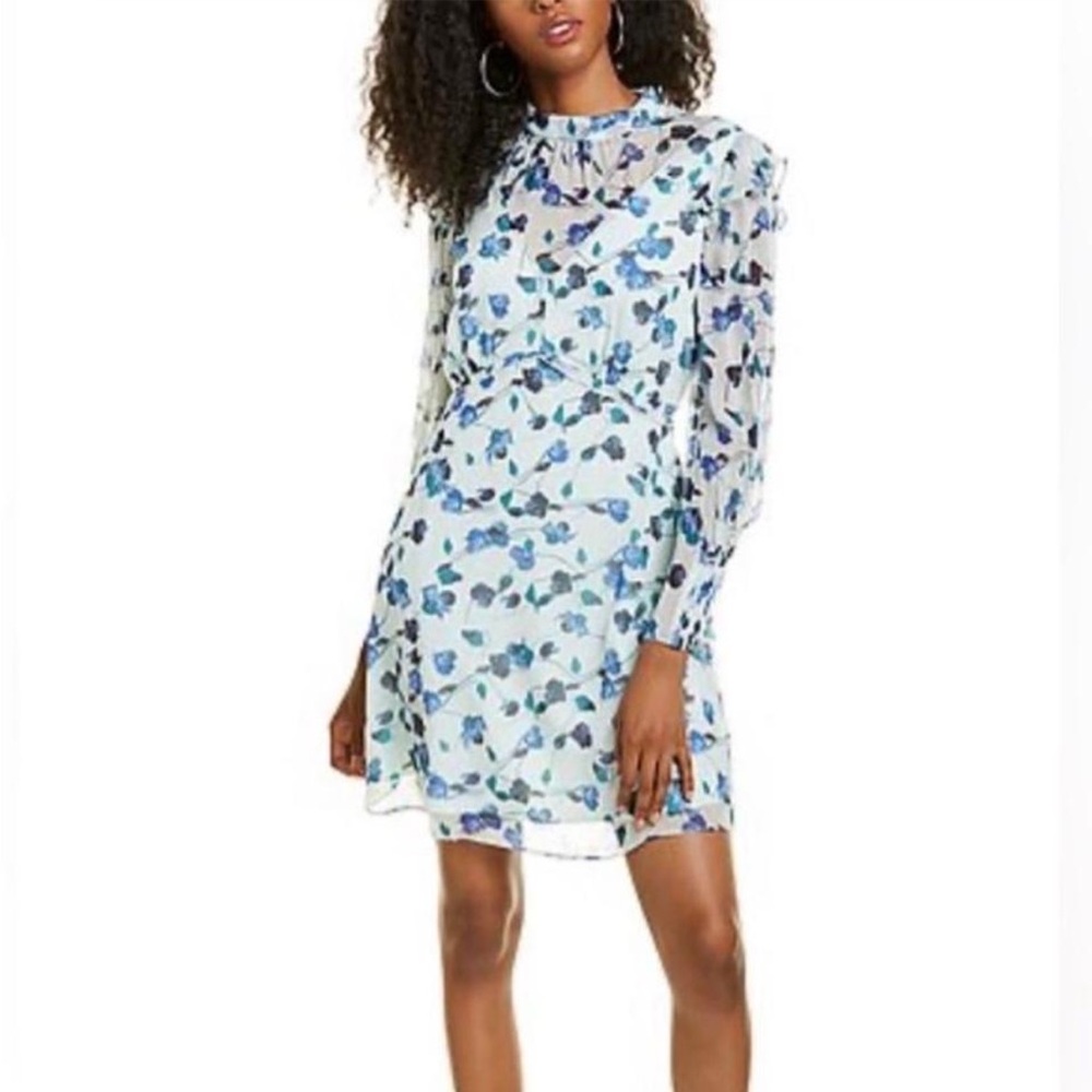 Diane von Furstenberg Elinor Floating Florals Bluebird Silk Dress
